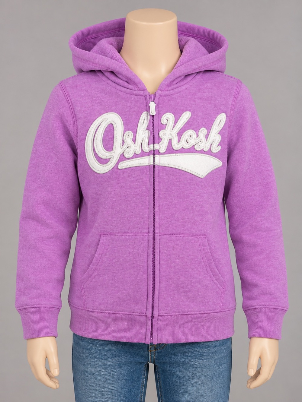 OshKosh Girls Size 14 Purple Full Zip Hoodie Logo Sweatshirt